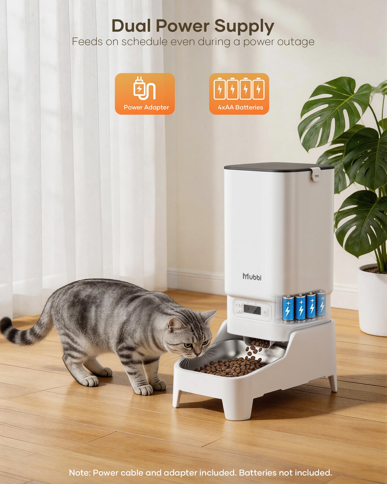 MUBBI Automatic Dog Feeder with Elevated Stand - 7L Cat Food Dispenser with Large Food Tray, Timed Auto Cat Feeder for Dry Food, 6 Meals Per Day, No-Jam, Freshness Design, Detachable for Easy Clean