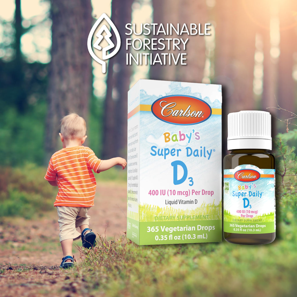 Carlson Baby's Super Daily D3, Baby Vitamin D Drops, Vegetarian, 365 Drops