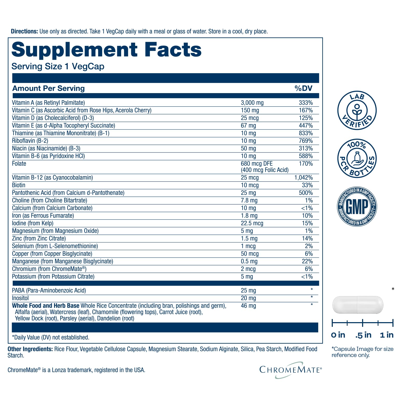 SOLARAY Once Daily High Energy Multivitamin for Women and Men – with Vitamin C, Vitamin D and Whole Food & Herb Base - Cellular Energy Metabolism & Immune Function Support – 200 Servings, 200 VegCap