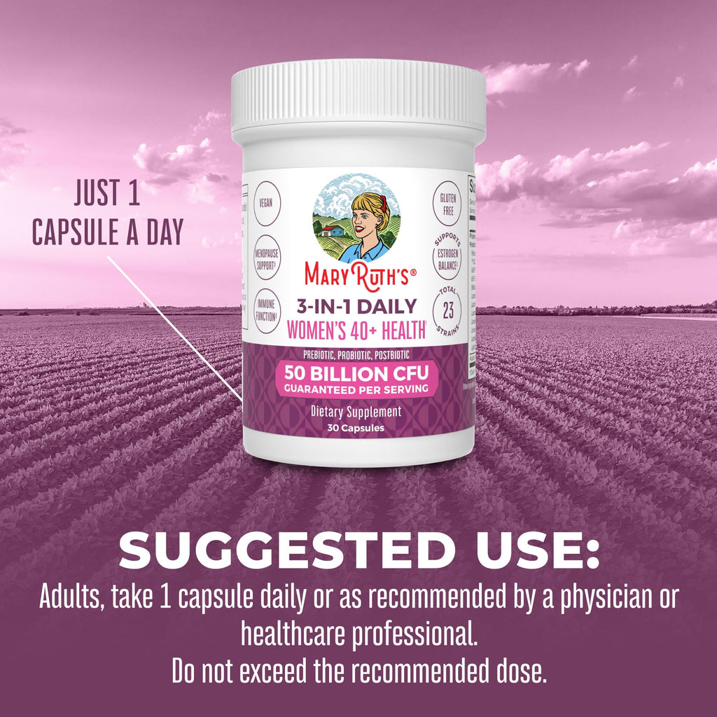 MaryRuth's 3-in-1 Daily Health 40+ Probiotics for Women, 50 Billion CFU