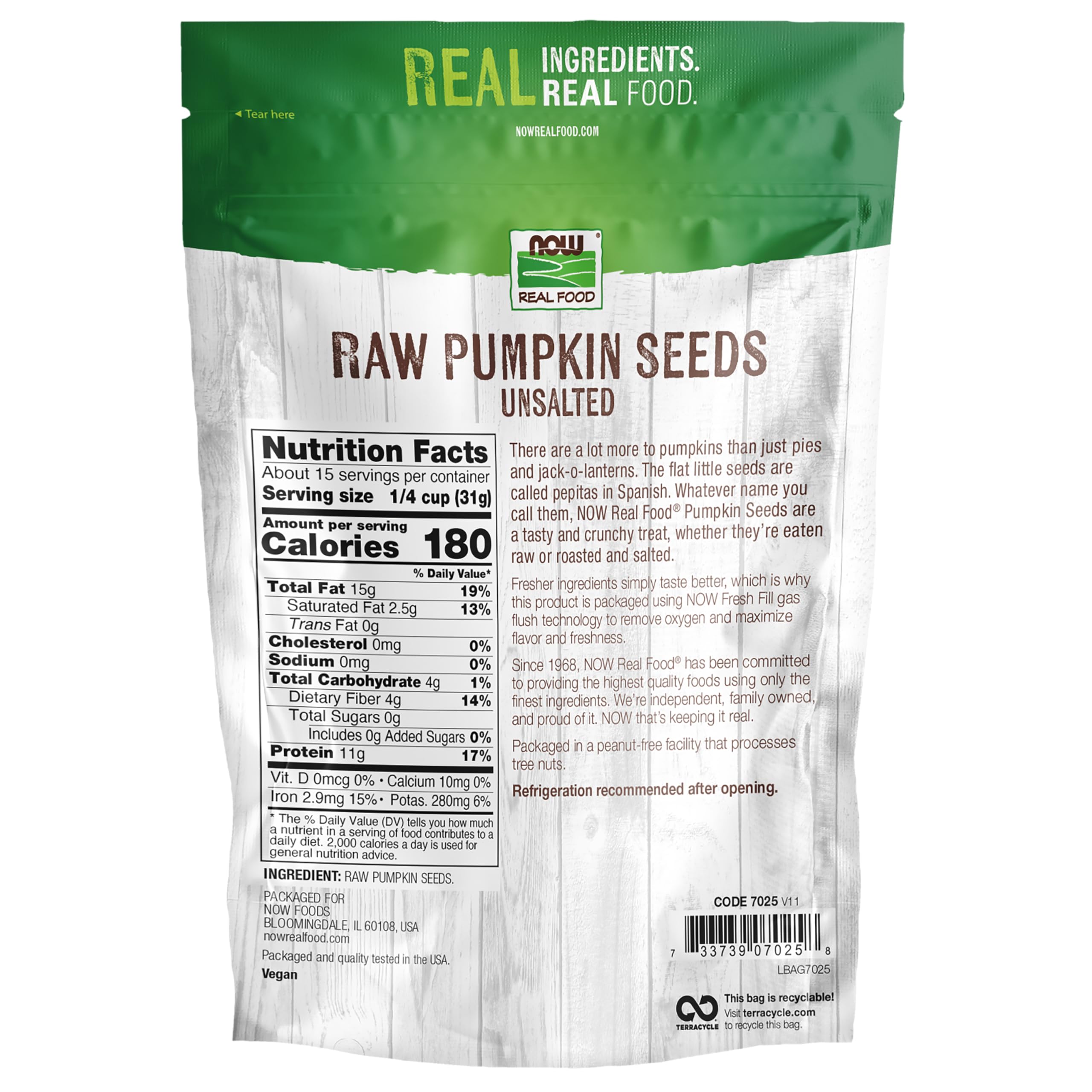 NOW Foods, Pumpkin Seeds, Raw and Unsalted, Essential Fatty Acids, Rich in Iron, Excellent Source of Protein, Certified Non-GMO, 1-Pound (Packaging May Vary)