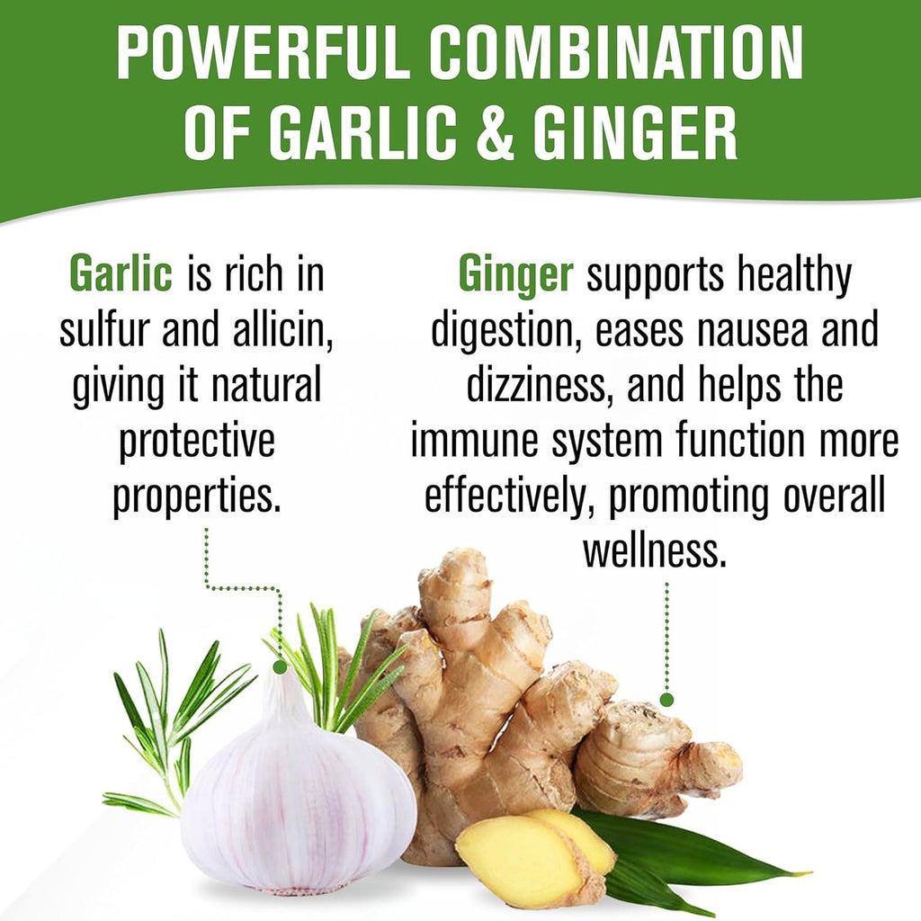 NaturalSlim Garligin Odorless Garlic Supplement with Ginger for Immune Support, Metabolism Booster, Supports Natural Body Balance & Improves Digestion - 100 Capsules