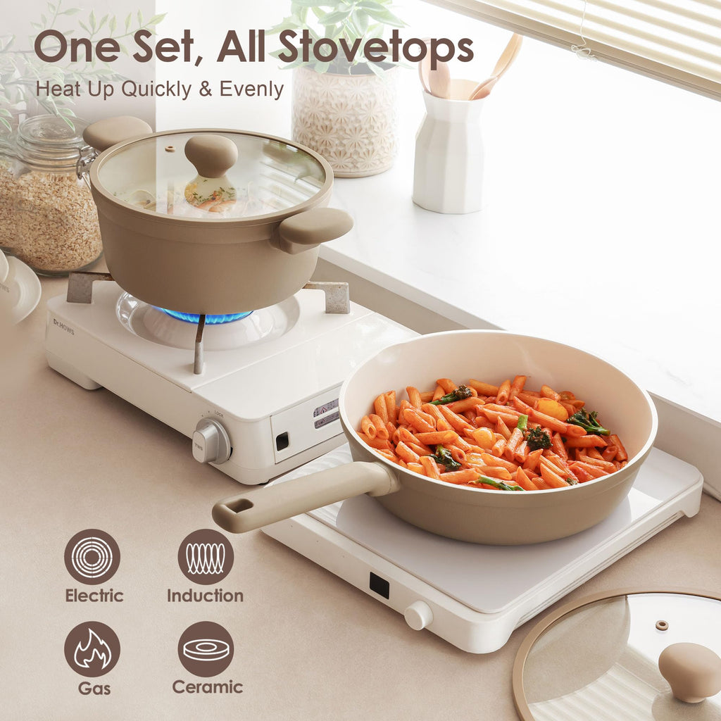SENSARTE Ceramic Nonstick Pots and Pans Set, Nontoxic Cookware Set 17pcs