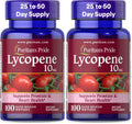 Puritan's Pride Premium Lycopene 10mg, Dietary Supplement for Prostate, Antioxidant, Heart Health, and Overall Health Support, 100 Softgels (Pack of 2)