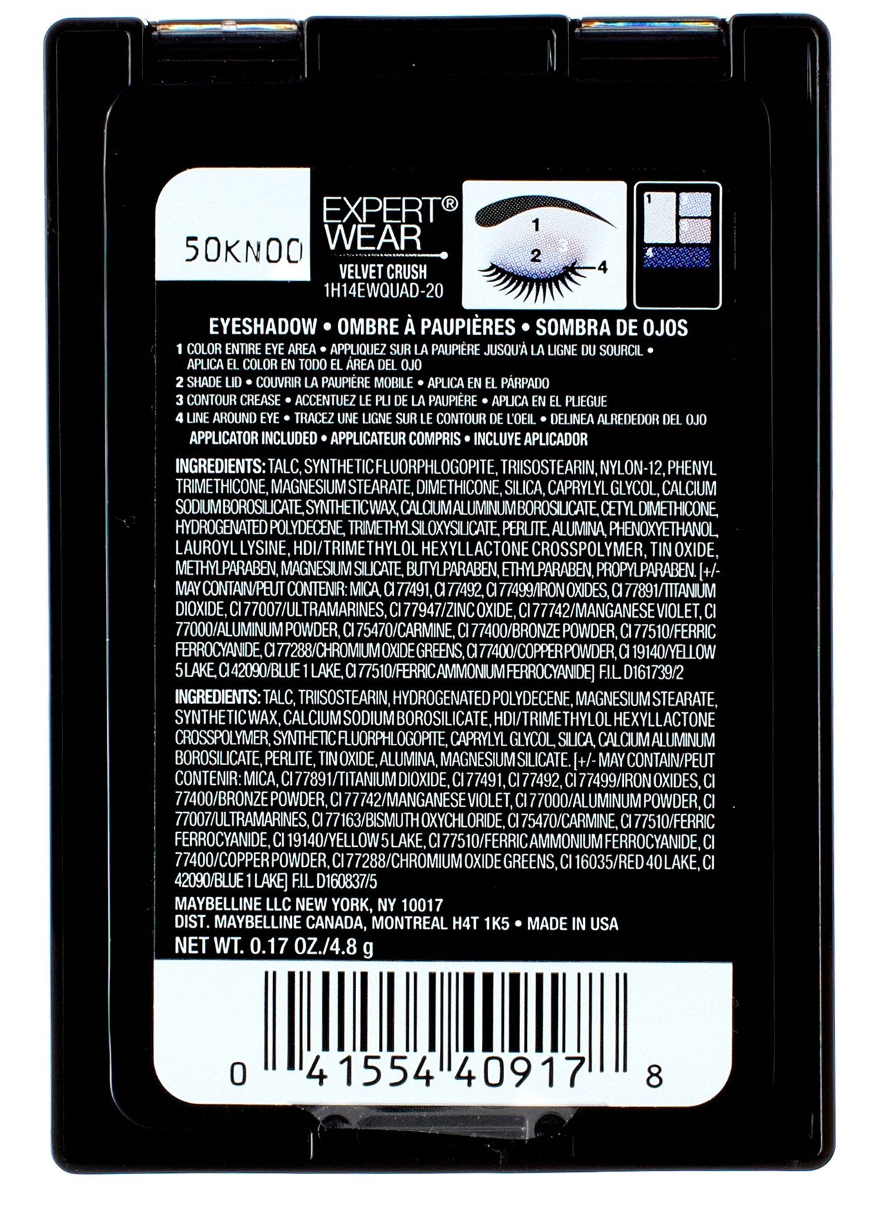 Maybelline Expert Wear Eyeshadow Quads, Velvet Crush, 0.17 oz.