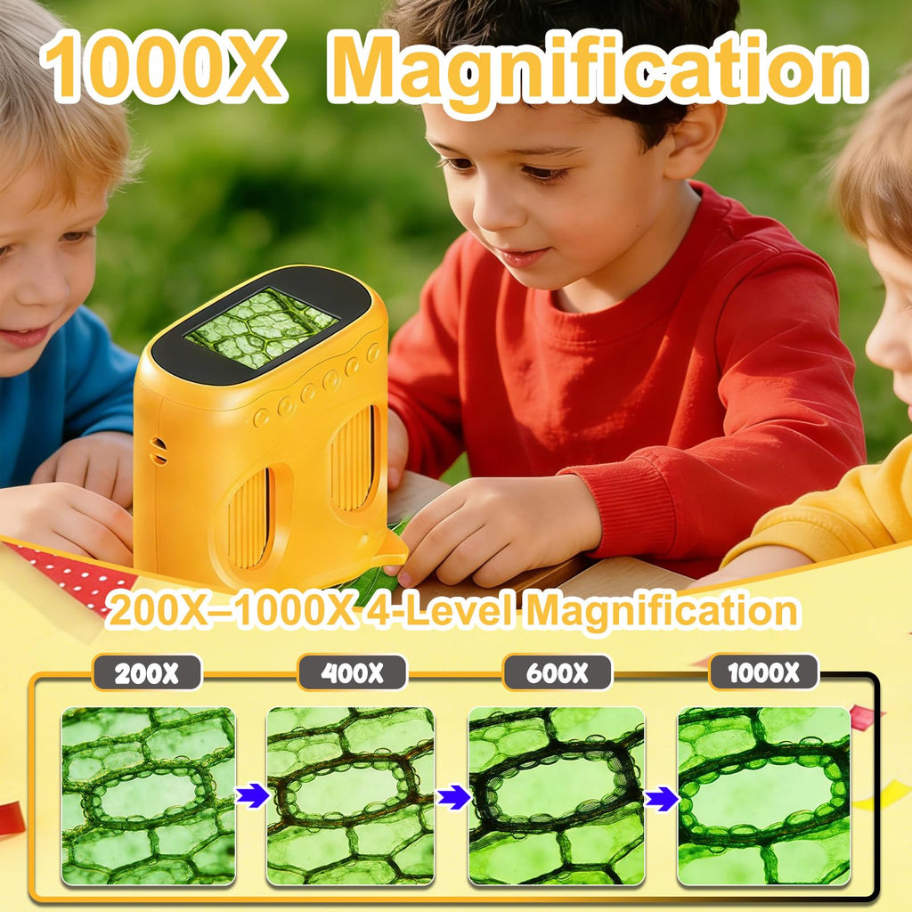 1000X Handheld Digital Microscope for Kids & Binoculars, STEM Toys, 2 in 1