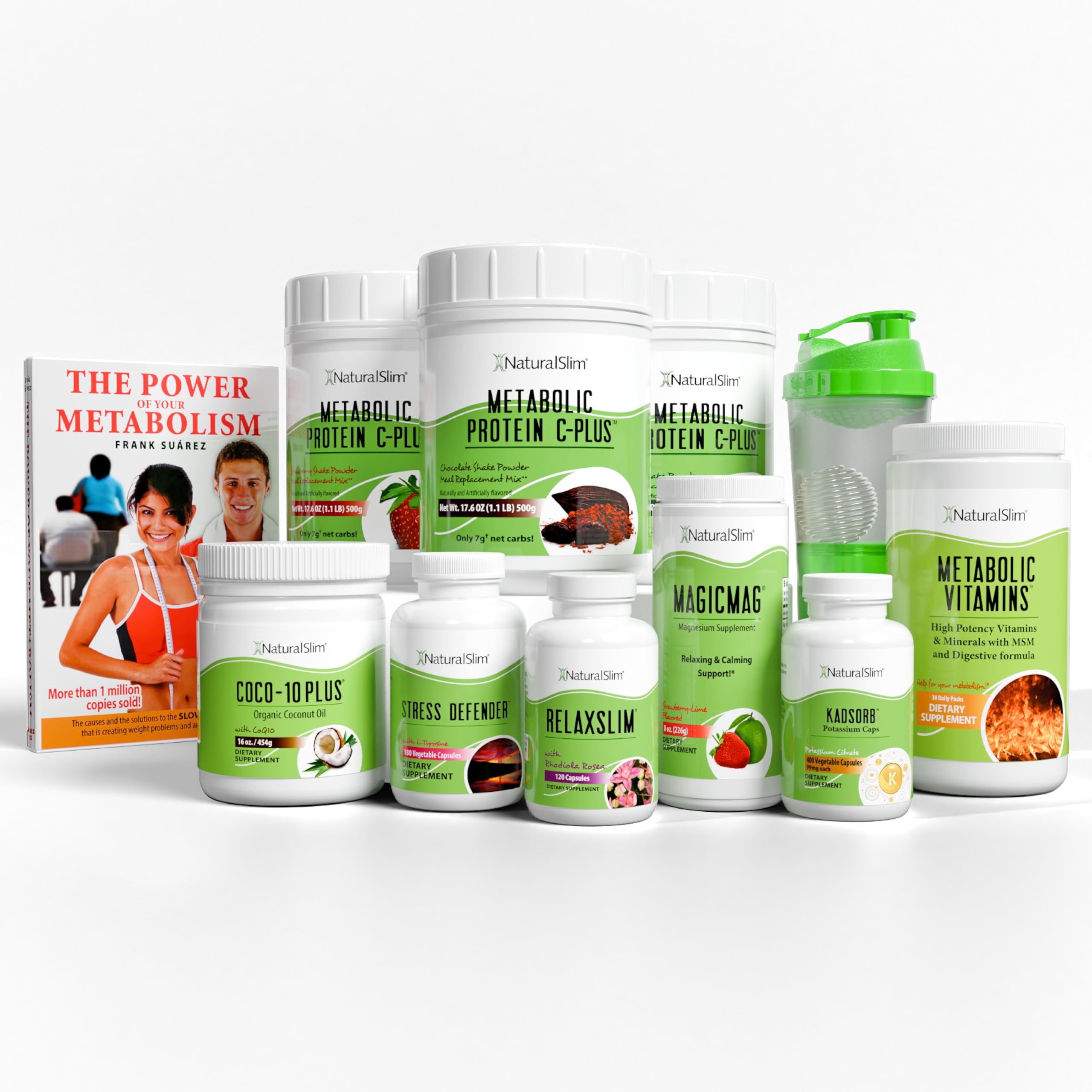 NaturalSlim Speed Package – Bundle of Stress Support Supplements, Rest Support, Magnesium Supplement and Whey Protein Powder Plus a Free Book (English Edition) | Formulated by Frank Suarez