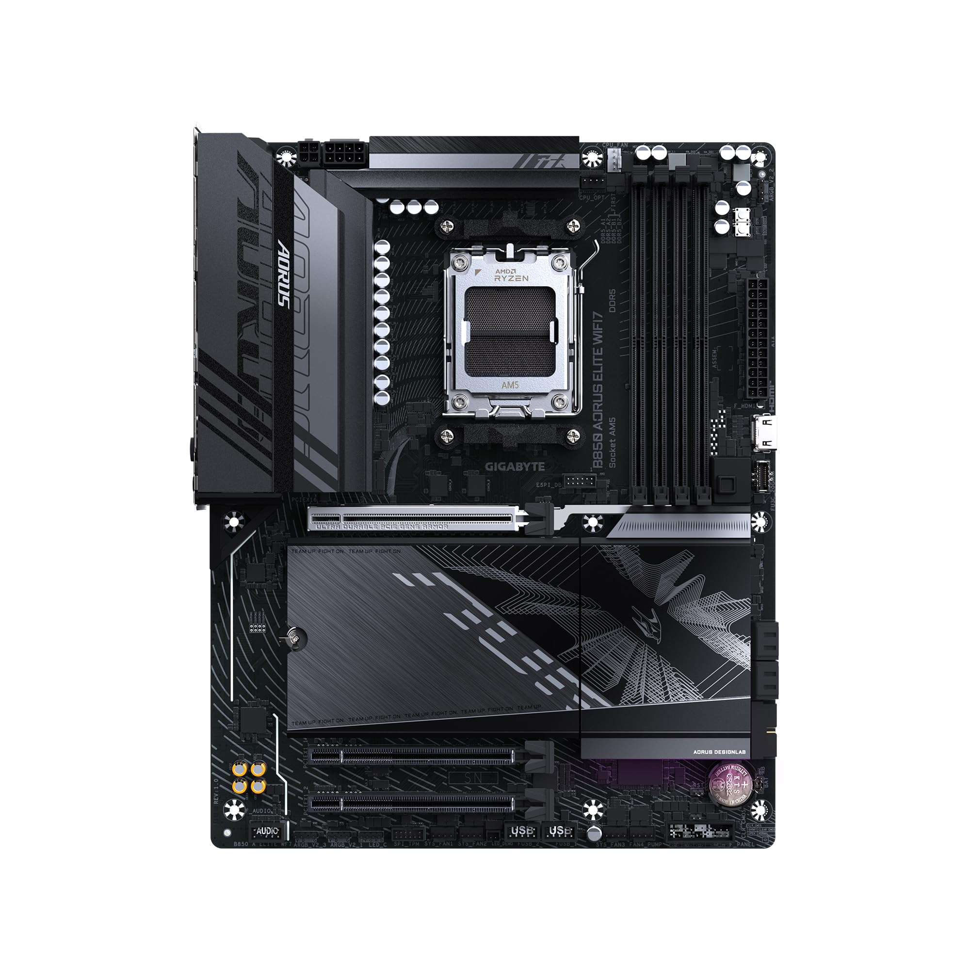 GIGABYTE B850 AORUS Elite WIFI7 AMD AM5 ATX Motherboard, Support AMD Ryzen 9000/8000/7000 Series, DDR5, 14+2+2 Power Phase, 3X M.2, PCIe 5.0, USB-C, WIFI7, 2.5GbE LAN, EZ-Latch, 5-Year Warranty