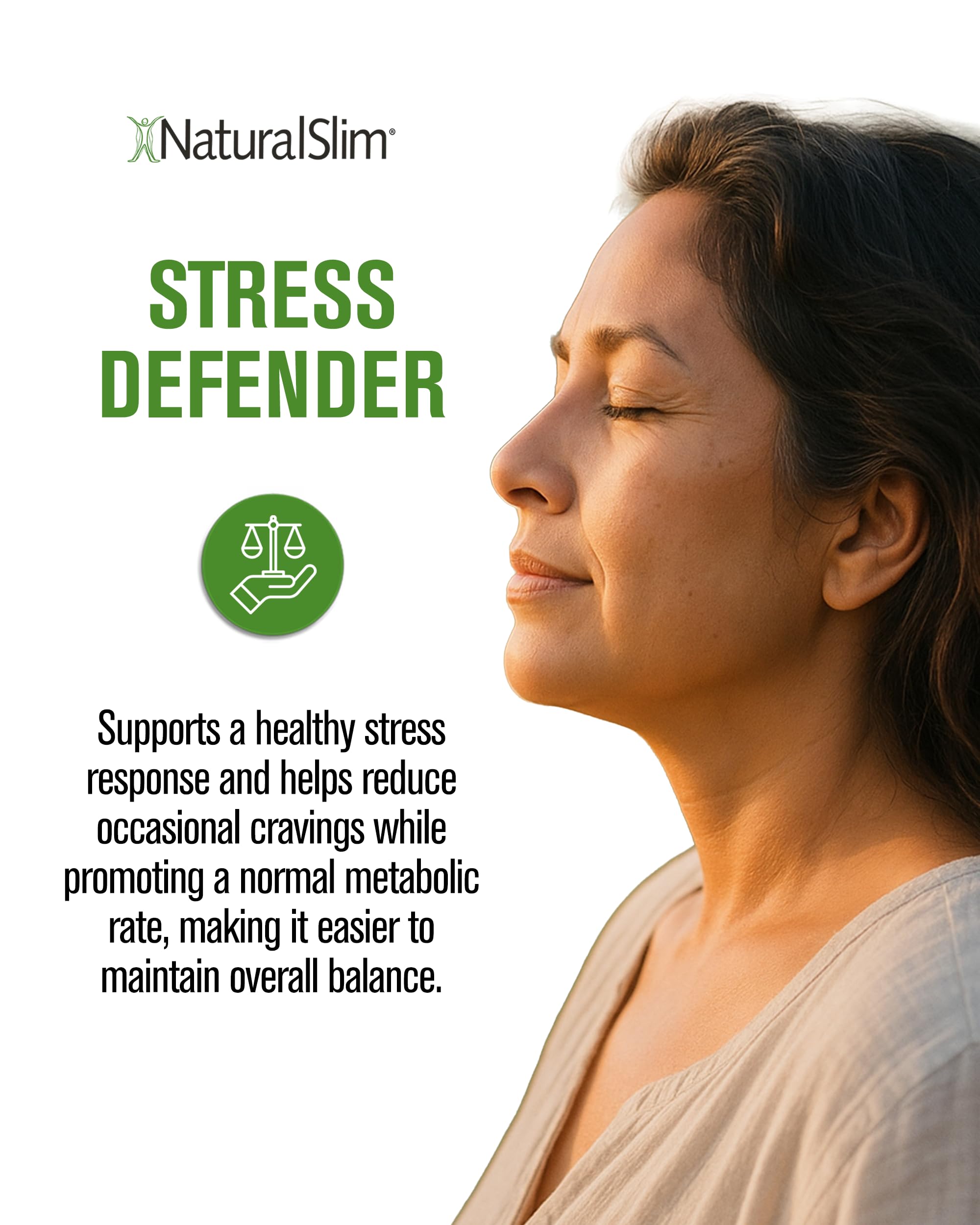 NaturalSlim Stress Defender | Cortisol Reducer & Stress Relief | Cravings, Sleep & Metabolism Support | Vitamin B5 & L-Tyrosine | 180 Vegetable Capsules