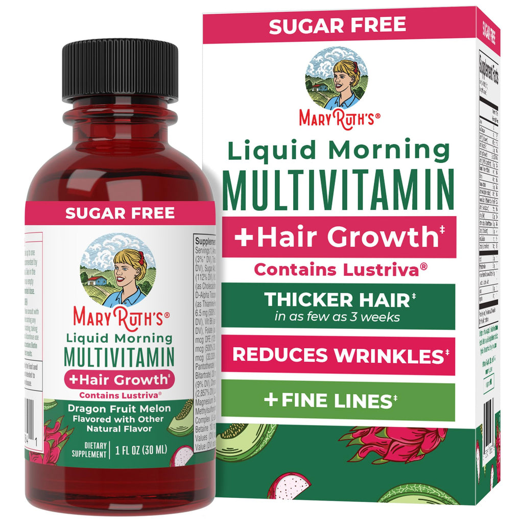 MARYRUTH'S Liquid Multivitamin + Hair Growth Travel Pack, 1 Fl Oz, 8 Pack