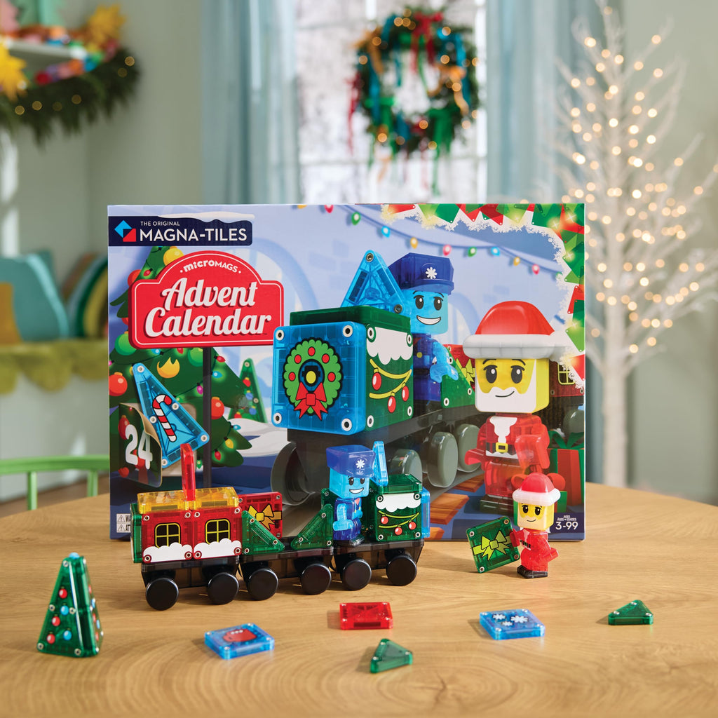 MAGNA-TILES microMAGS Advent Calendar 34-Piece Magnetic Construction Set, The Original Magnetic Building Brand