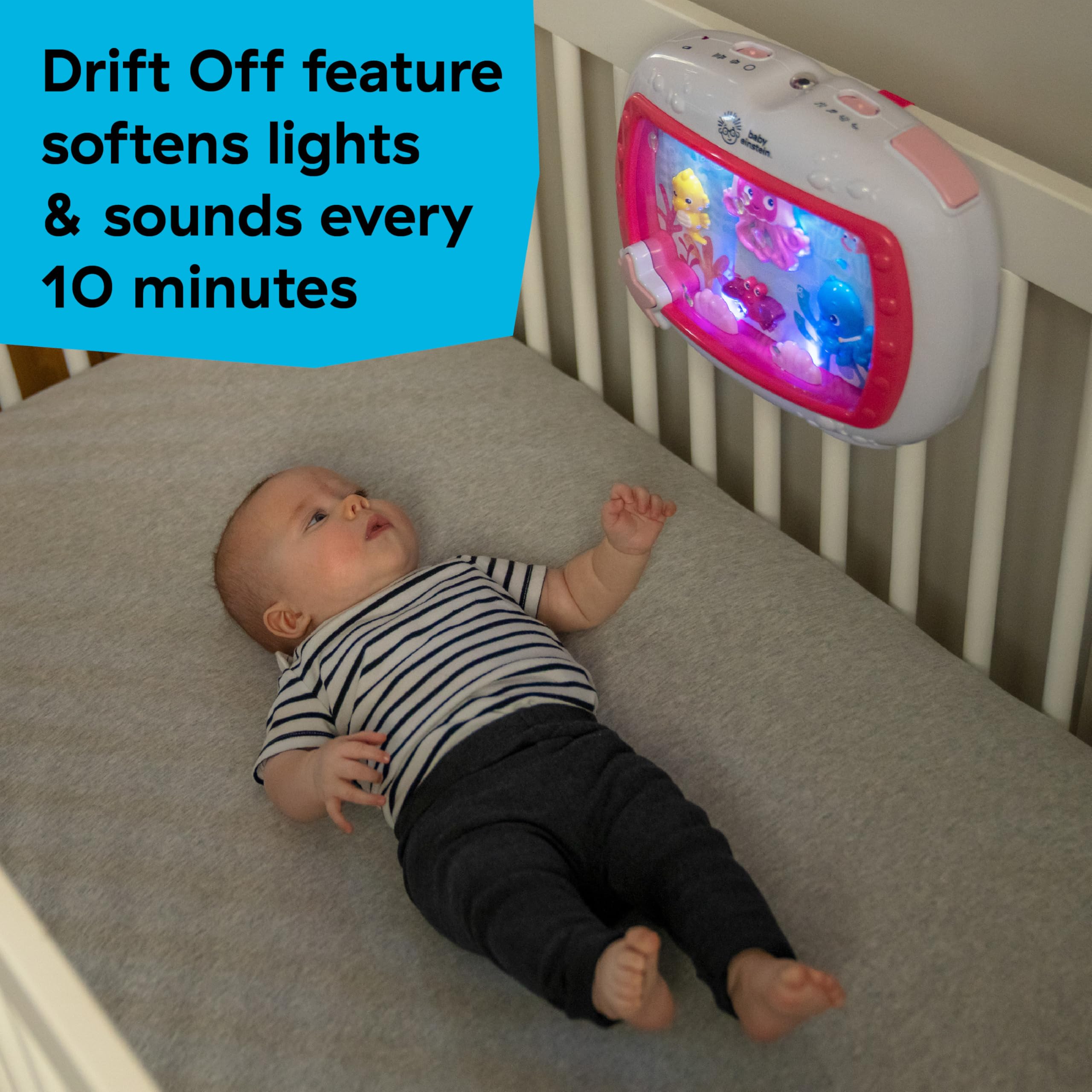 Baby Einstein Sea Dreams Soother Musical Crib Toy and Sound Machine, Pink, Newborn and up