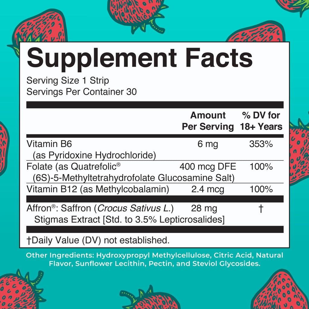 MARYRUTH'S Mood & Cognition Dissolving Strips, Vitamin B12, 30 Count