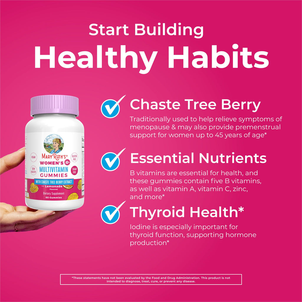 MaryRuth's Multivitamin for Women 40+ | Sugar Free | Vegan Womens Vitamins | Immune Support | Daily Women's Multivitamin + Chasteberry | Hair, Skin and Nail Gummy Vitamins for Women | 60 Count