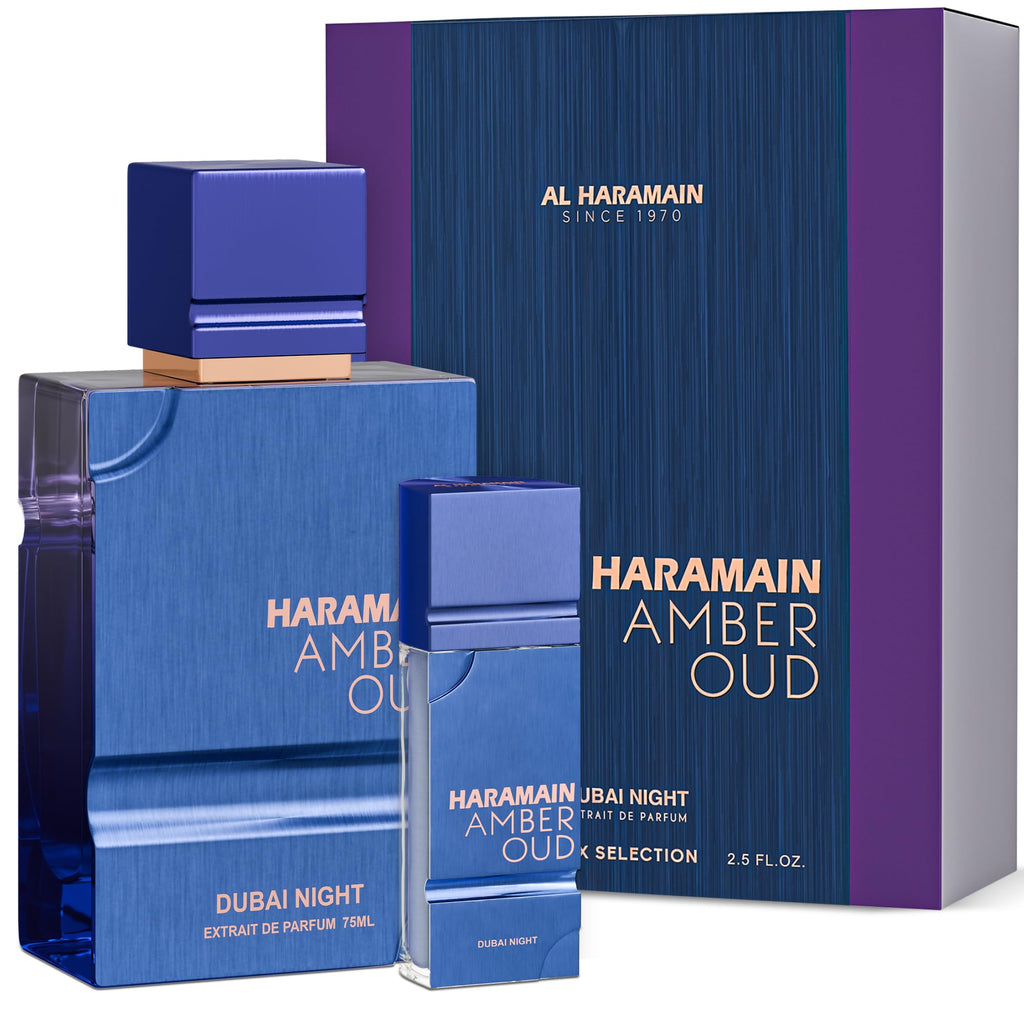 Al Haramain Amber Oud Eau de Parfum 75ml + ATOMIZER – Dubai Night – Unisex Ladies & Mens Cologne – Men/Women's Cologne Spray – Perfume for Men & Women: Amber, Bergamot, Vanilla, White Musk (2.53 oz)
