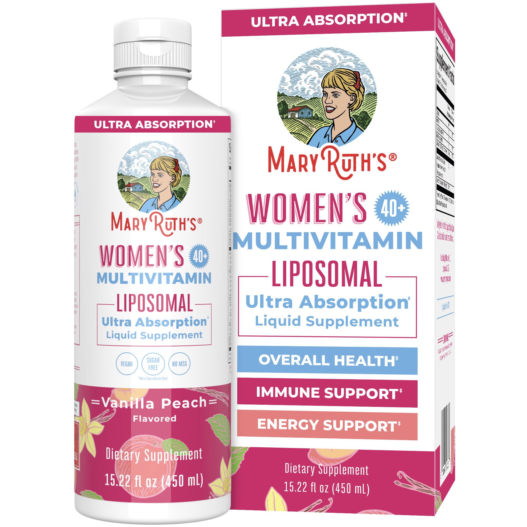 MARYRUTH'S Multivitamin Liposomal for Women 40+ | Womens Multivitamin Liposomal | Immune Support Supplement | Menopause Support| Methylated Multivitamin | Vegan | Sugar Free | Non-GMO | 15.22 Fl Oz
