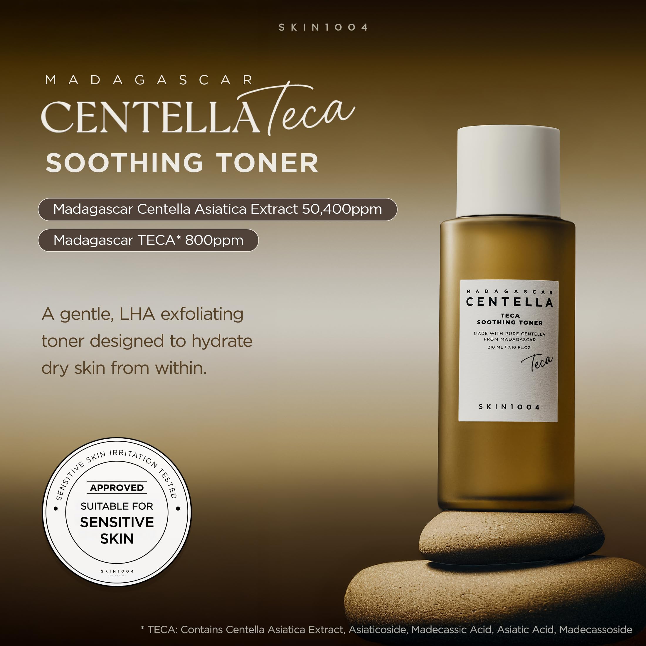 SKIN1004 Madagascar Centella TECA Soothing Toner, 50X Centella Toner for Soothing & Moisturizing, Centella Essence with TECA & PDRN, LHA for Gentle Exfoliation, Korean Skin Care, 7.10 fl.oz / 210ml
