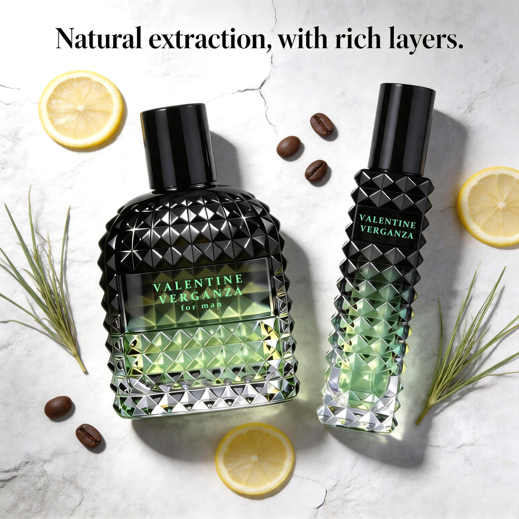 A CENTER Valentine Verganza Men's Cologne Gift Set 2pcs/100ml&30ml Eau de Parfum Bergamot Coffee&Vetiver Fragrance Cologne Gift Combo for Him