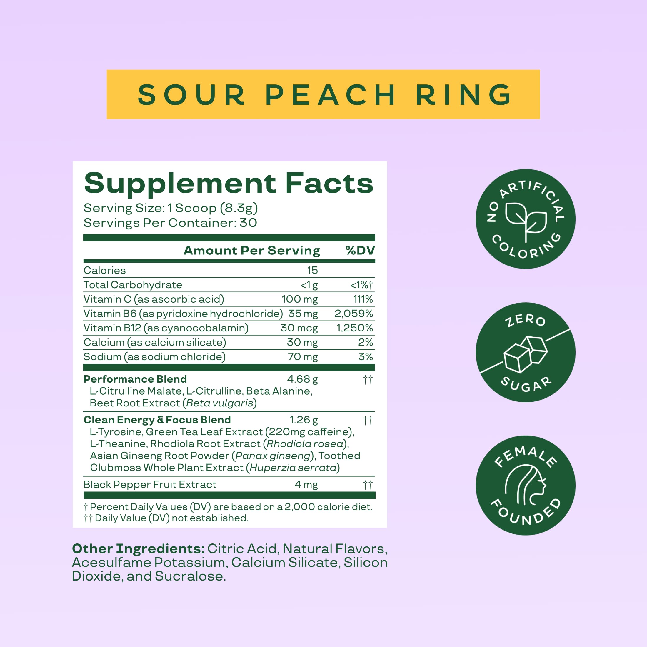 Bloom Nutrition High Energy Pre Workout Powder, Amino Energy with Beta Alanine, Ginseng & L Tyrosine, Natural Caffeine Powder from Green Tea Extract, Sugar Free & Keto Drink Mix (Sour Peach Ring)