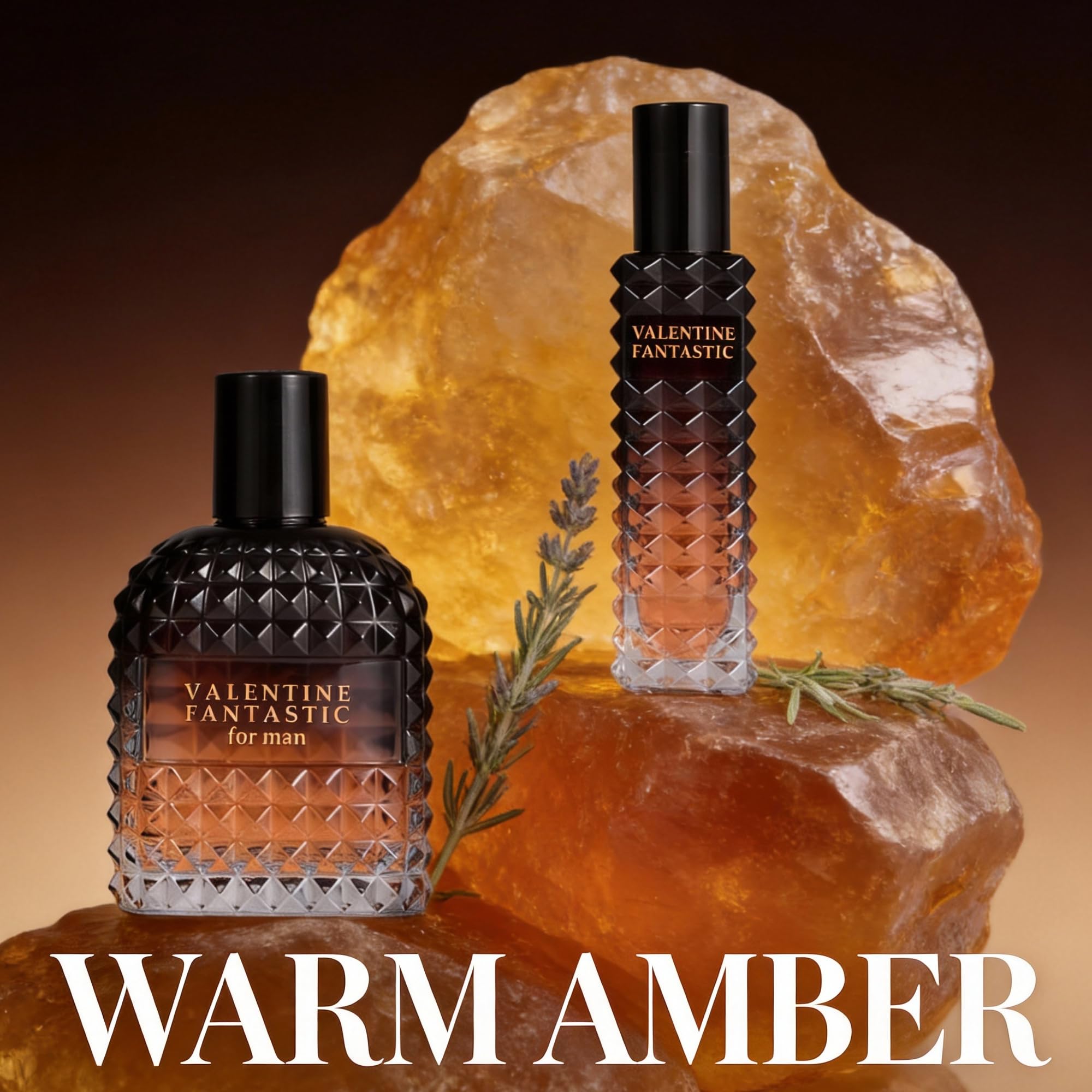 A CENTER Valentine Fantastic Men's Cologne Gift Set 2pcs/100ml&30ml Eau de Parfum Bergamot Cardamom & Brown Sugar Fragrance | Long Lasting Cologne Combo for Him