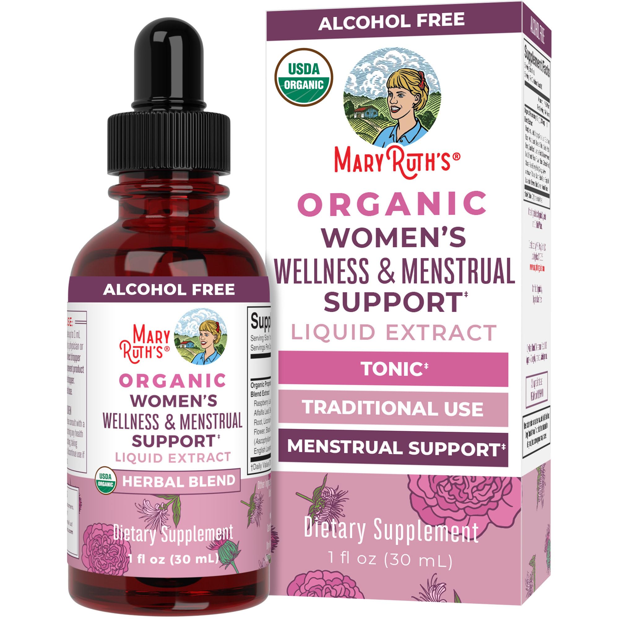 MARYRUTH'S Organic Women's Wellness & Menstrual Support Liquid Drops, 1 oz