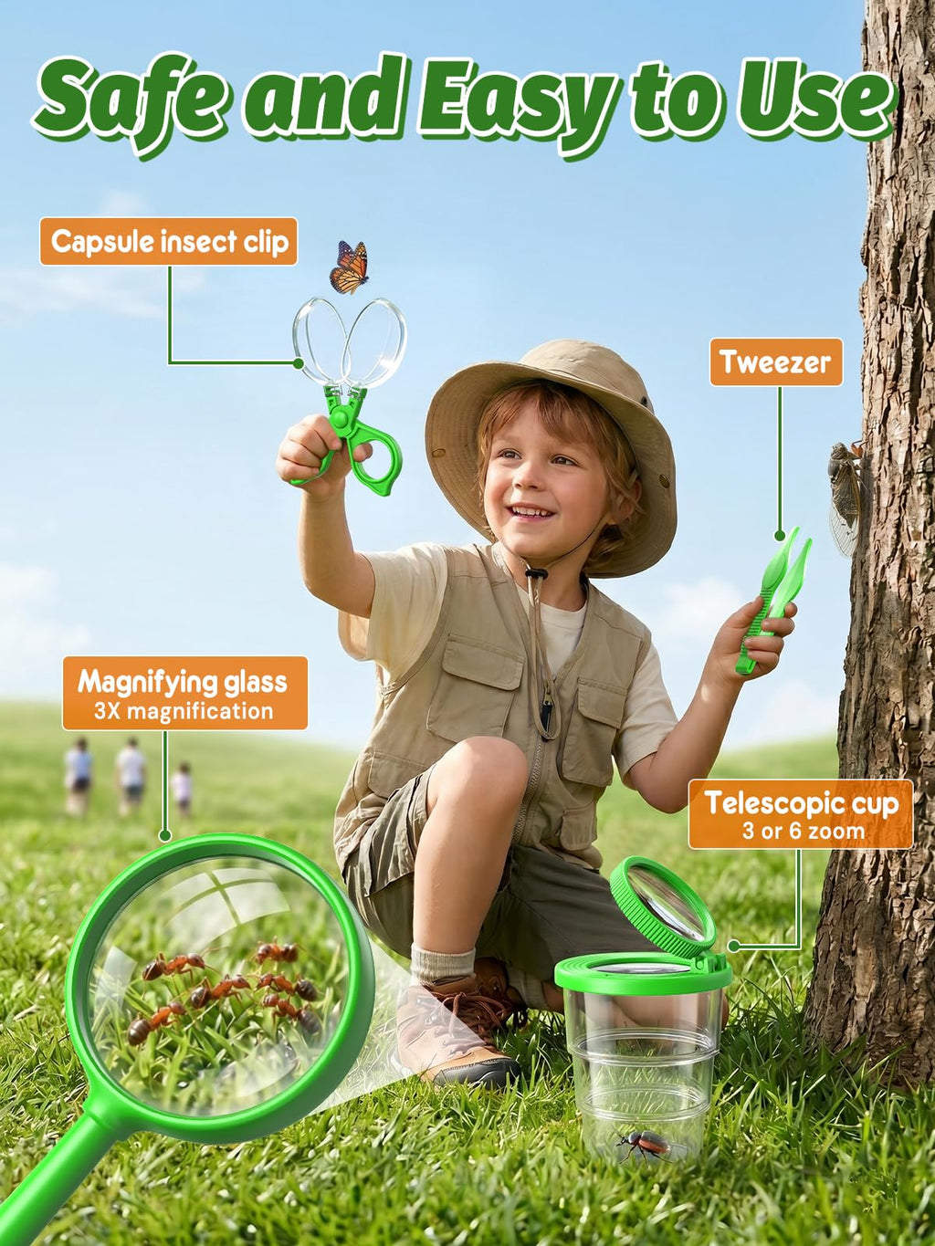 Acoath Bug Catcher, 2.4" IPS Screen Bug Catching Kit, Microscope for Kids