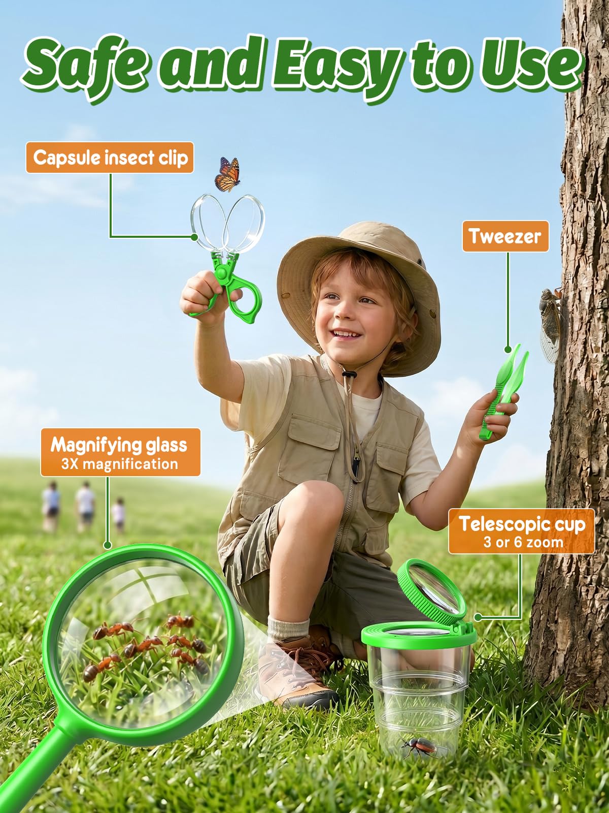 Acoath Bug Catcher, 2.4" IPS Screen Bug Catching Kit, Microscope for Kids