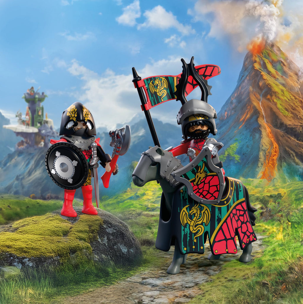 Playmobil | Knights | Dragon Knight Leader | Knight on Horseback with Banner and Companion | Knights Toy for Children Aged 4+ | 72118