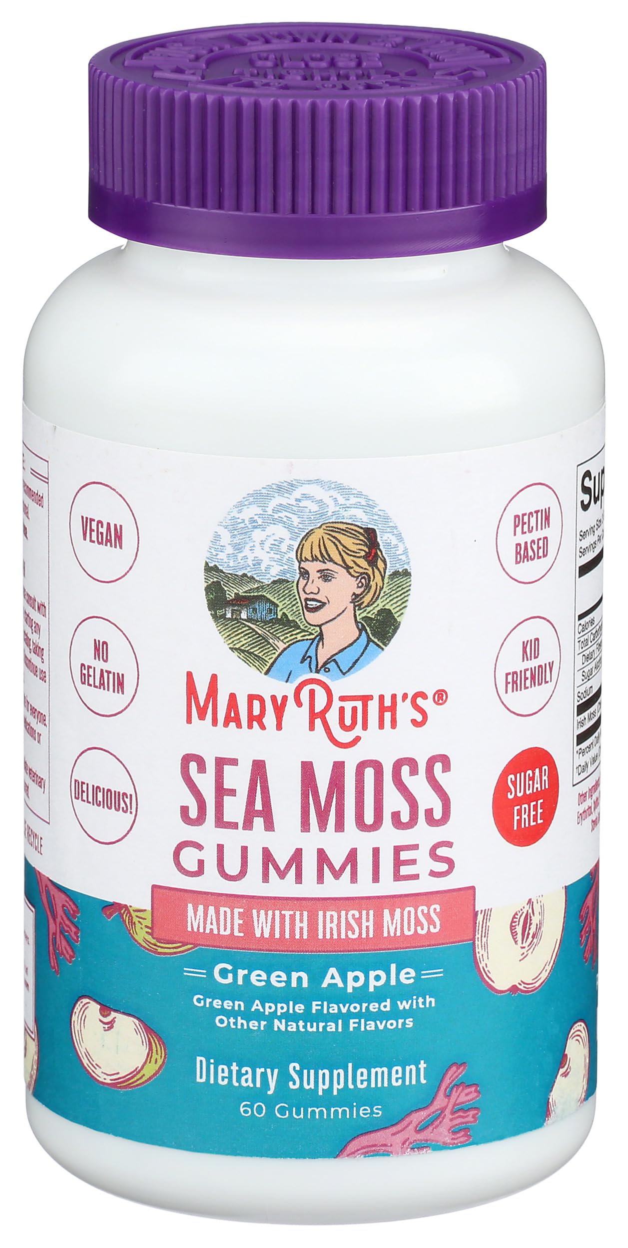 MARYRUTH'S Sea Moss Gummies, Sugar Free Made with Irish Sea Moss, 60 Count