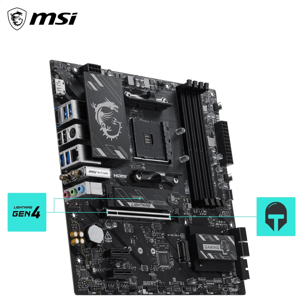 MSI B550M Gaming Plus WIFI6E Motherboard, mATX-Supports AMD Ryzen 5000 Series,5000 G-Series 4000 G-Series,and 3000 Series Processors, AM4-DDR4 Memory Boost 4400+MHz/OC, PCIe 4.0 x16, M.2 Gen4, 1G LAN