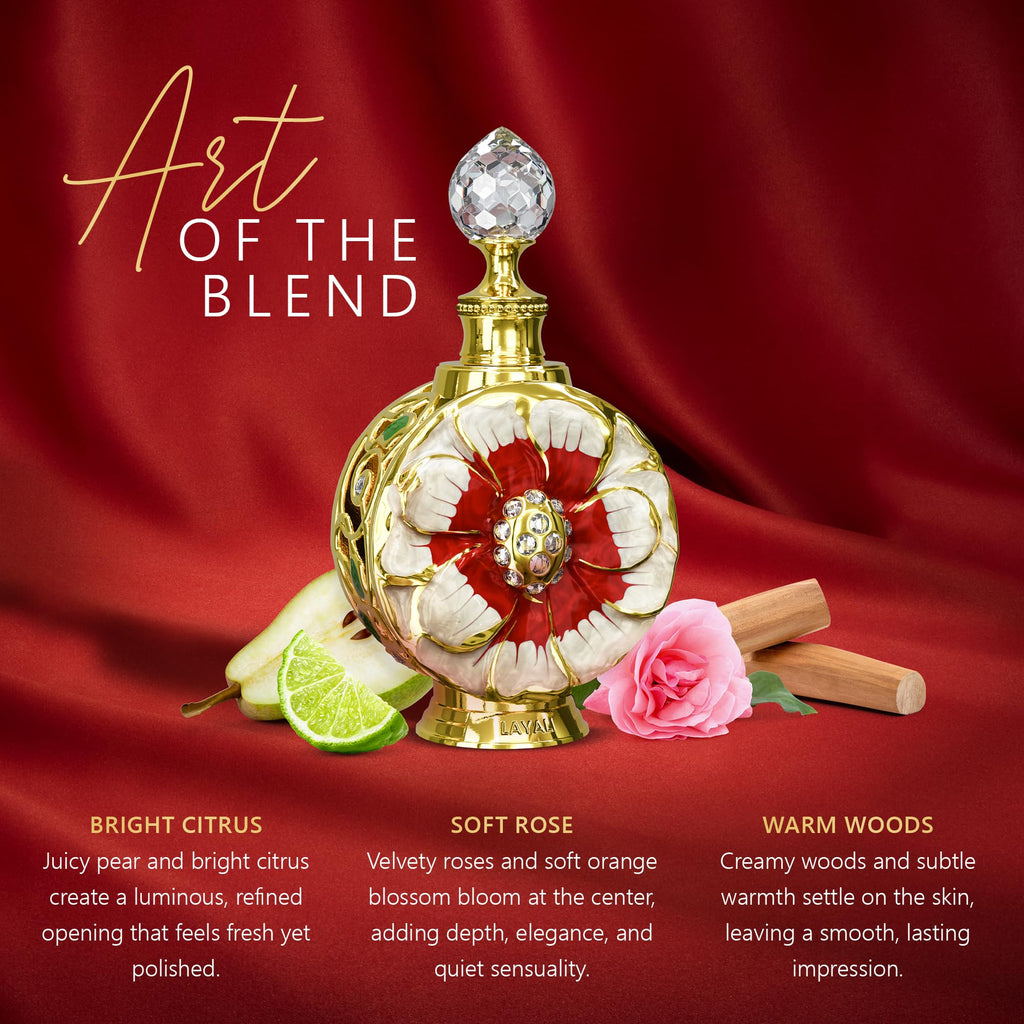 Swiss Arabian Layali Rubis – Arabian Perfume Oil Fragrance with Rose, Pear and Orange Flower – Luxury Products From Dubai – Long Lasting & Addictive Parfum – Arabic Perfume Oil for Women (0.5 oz)