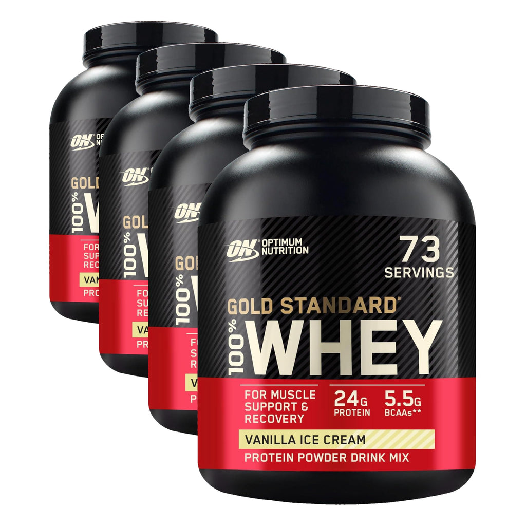 Optimum Nutrition Gold Standard 100% Whey Protein Powder, Vanilla Ice Cream, 5 Pound (Packaging May Vary) (Pack of 4)