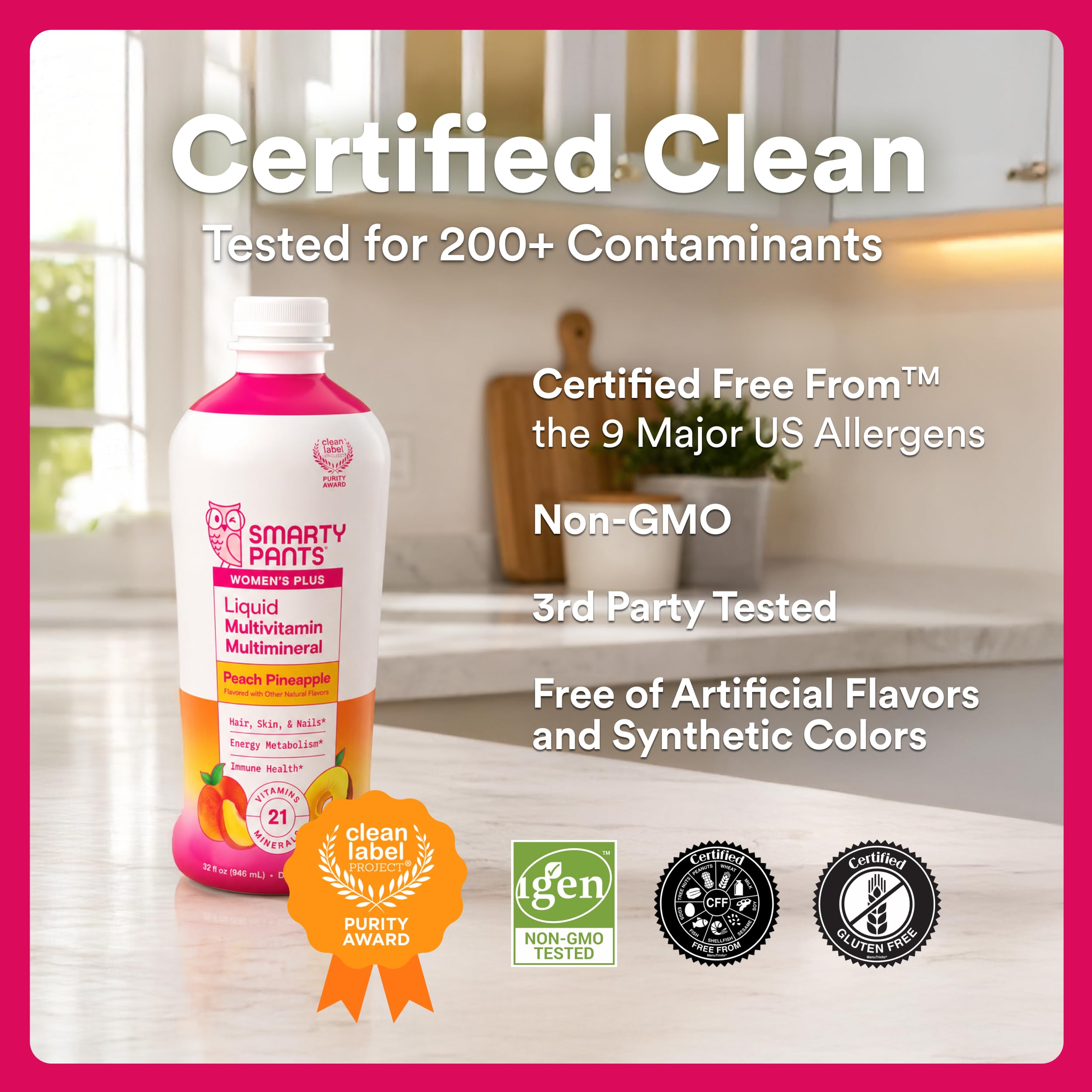 SmartyPants Zero Sugar Liquid Multivitamin Multimineral for Women, Contains Hair, Skin, & Nails Vitamins that Support Immunity, Metabolism, and Bone Health, Peach Pineapple Flavor, 32 Oz (31 Servings)