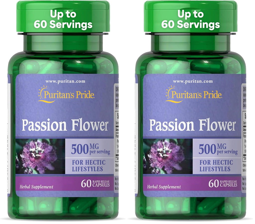Puritan's Pride Passion Flower 1000 Mg, 60 Count (Pack of 2)