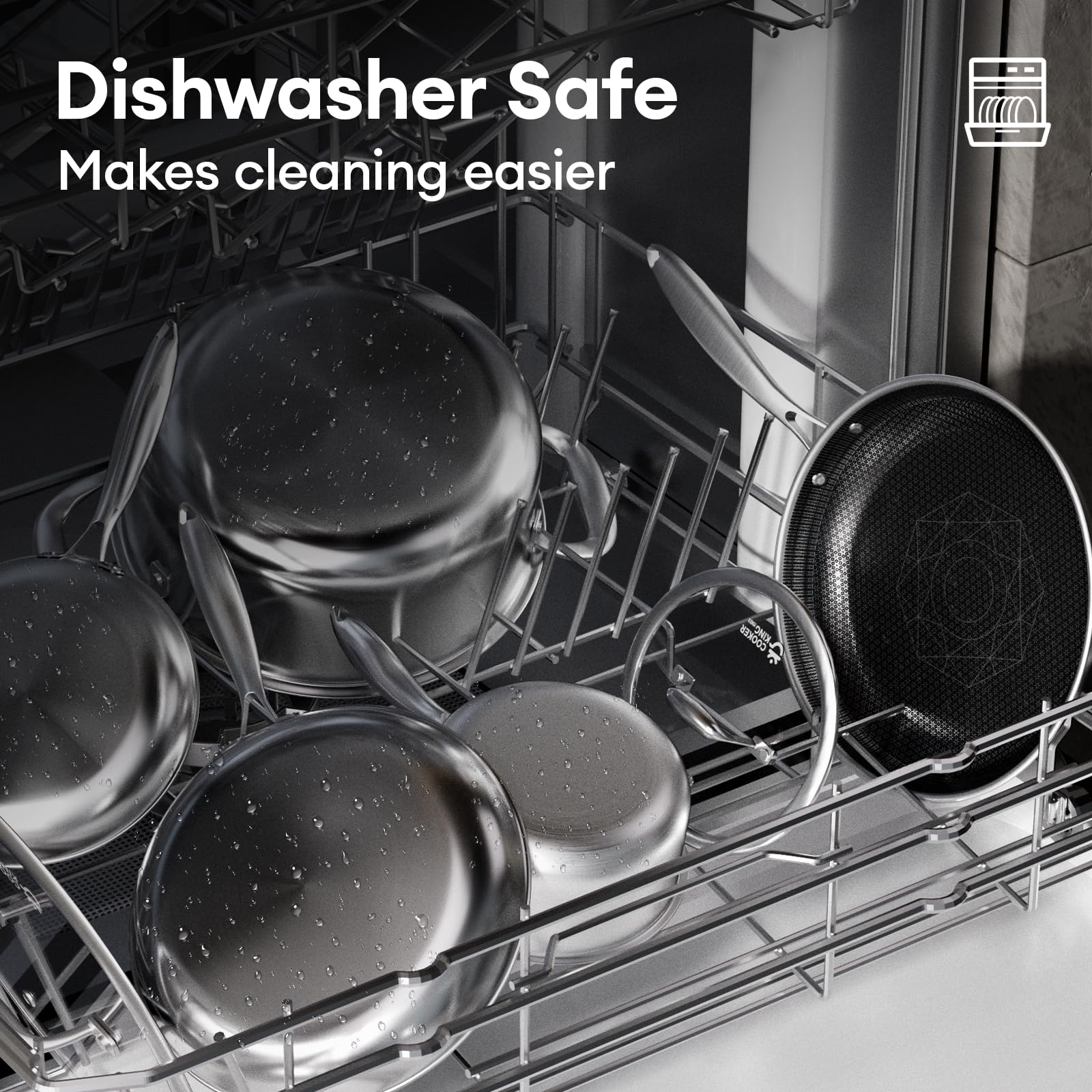 COOKER KING 7pcs Stainless Steel Cookware Set, Hybrid Pots and Pans Set