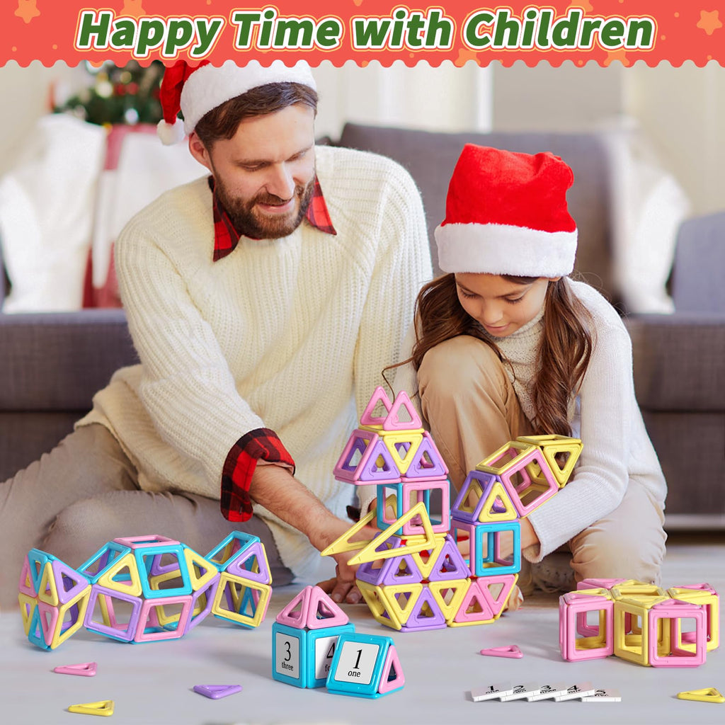 Rurvale Toddler Girl Toys, Magnetic Tiles 44pcs, Birthday Gifts Ideas for Girls Toys Age 3 4 5, Magnetic Blocks, Magnet STEM Montessori Toddler Kids Christmas Toy Gifts for 3 4 5 6 7 Year Old Girls