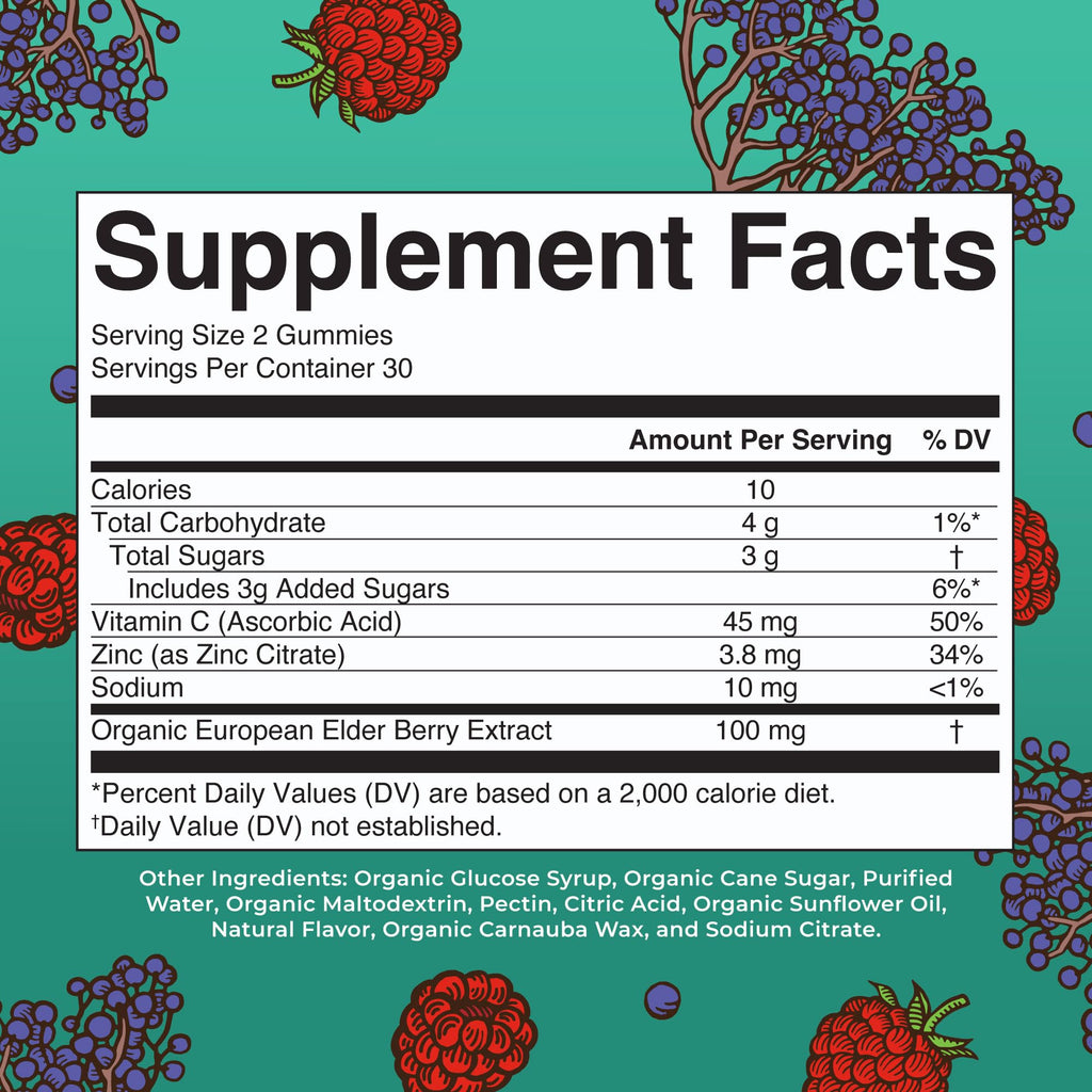 MARYRUTH'S Organic Kids Immune Support Gummies with Elderberry, 60 Count