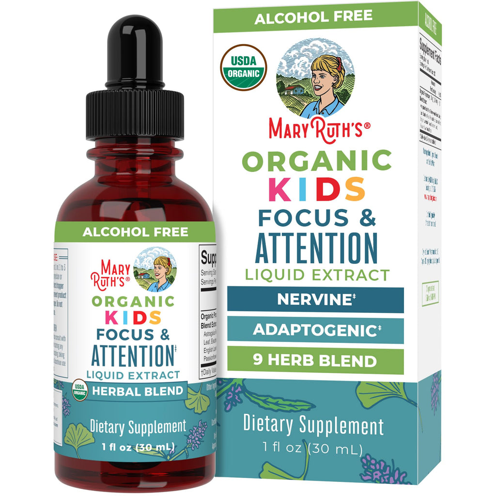MARYRUTH'S Kids Focus & Attention Drops, USDA Organic Drops, 30 Servings