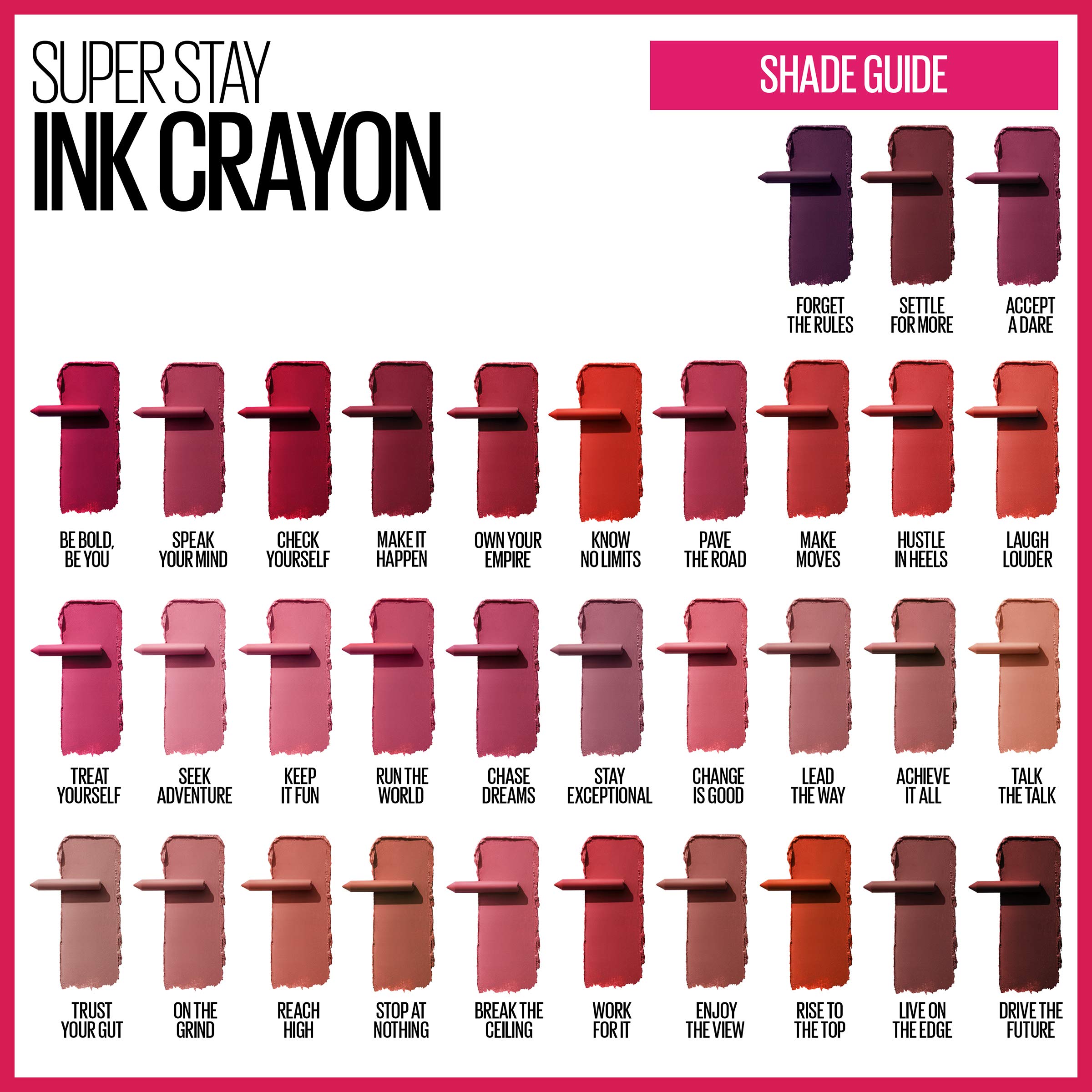 Maybelline New York Maybelline Super Stay Ink Crayon Matte Longwear Lipstick Makeup, Break The Ceiling, 0.04 Ounce ., 145 Break The Ceiling, 0.04 ounces (Pack of 2)