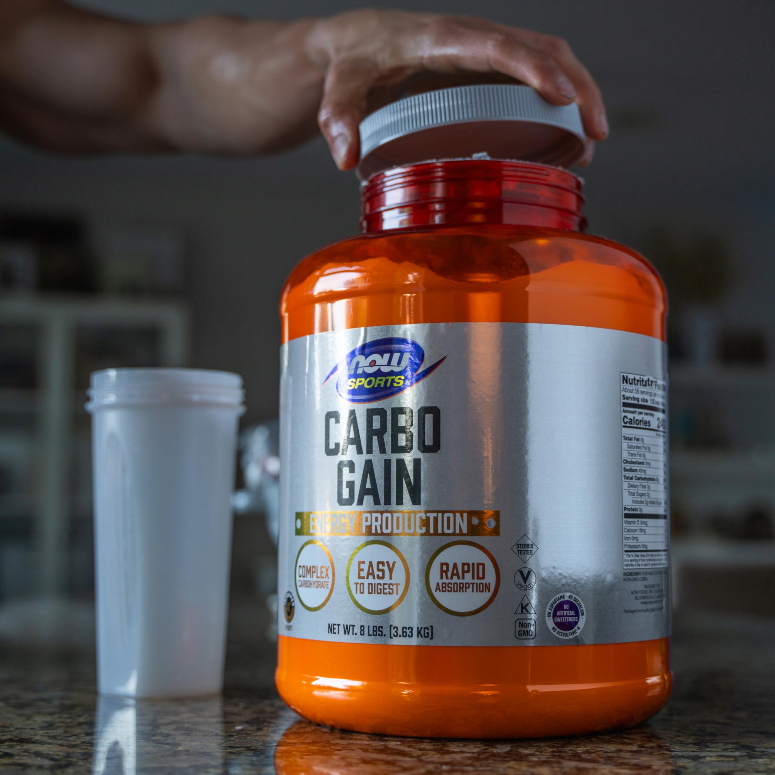 NOW Foods Sports Nutrition, Carbo Gain Powder (Maltodextrin), Rapid Absorption, Energy Production, 8-Pound