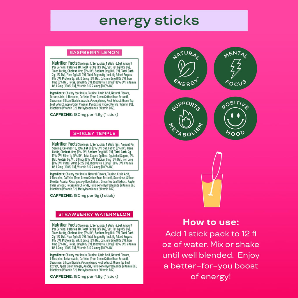 Bloom Nutrition Energy Drink Powder Packets, Sugar Free Energy Drink Mix with L-Theanine, B Vitamins & Natural Caffeine, On the Go Powder Sticks for Natural Energy, 10 Calories (10 Pouches (Pack of 1), Variety Pack)