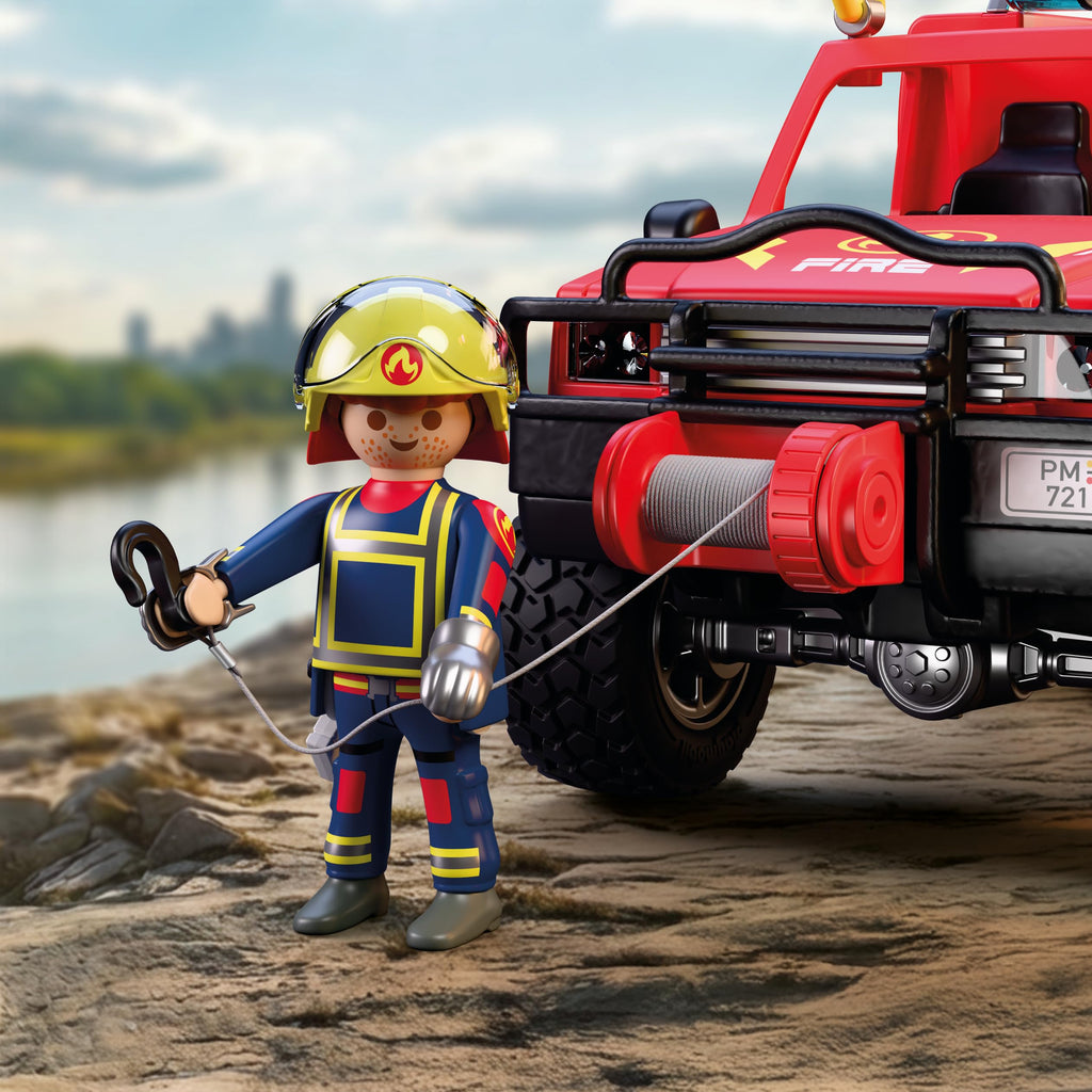 Playmobil | City Action | Fire Pickup Truck | Off‑Road Emergency Vehicle with Real Water Spray Function, Winch & Plenty of Accessories | for Children Aged 4+ | 72194