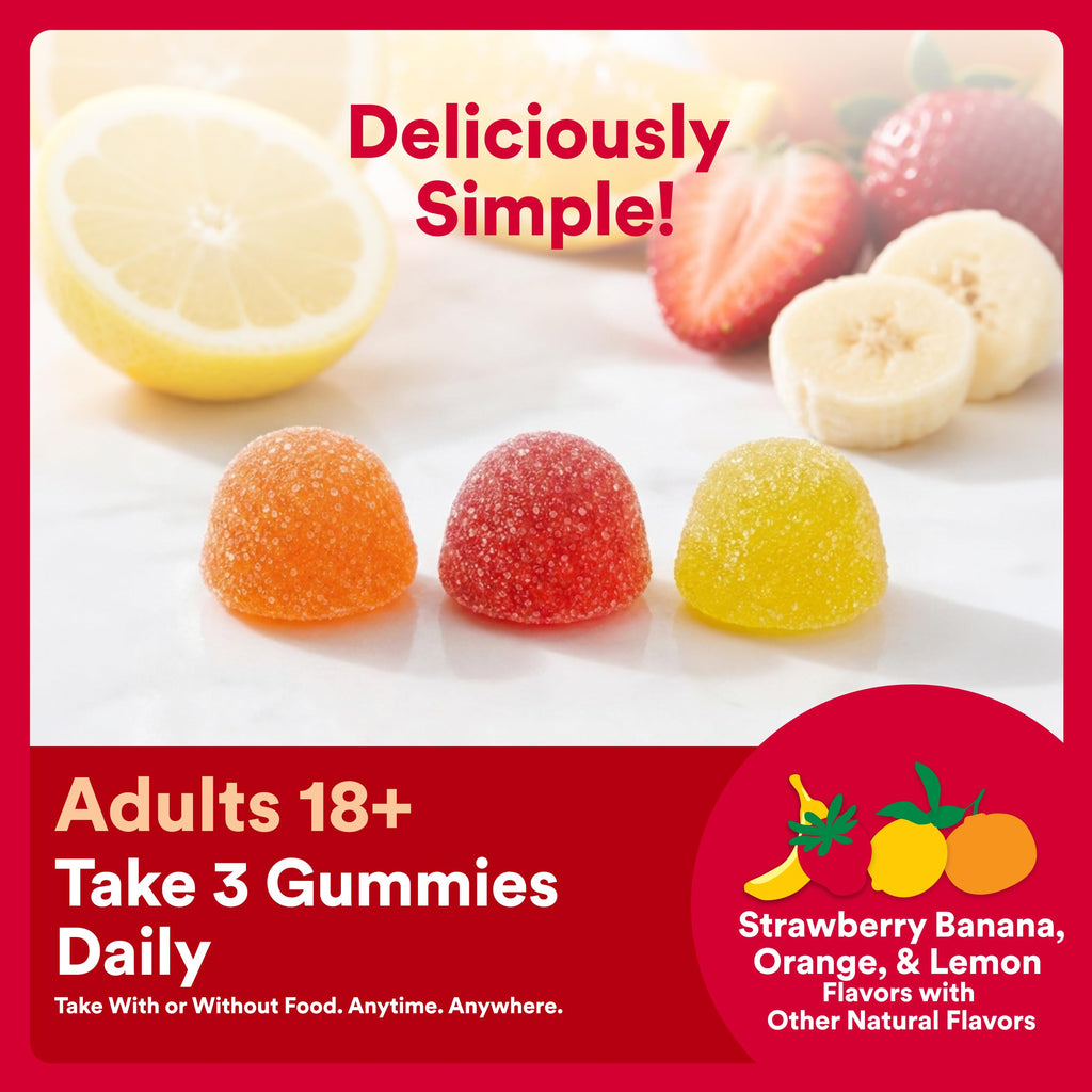 SmartyPants Plus Multi & Omegas Men and Women's Multivitamin Gummies with Omega 3 DHA/EPA, Vitamin D3, C, B12, B6, A, K, Zinc, Biotin, Clean Label, Three Fruit Flavors, 90 Count (30 Day Supply)