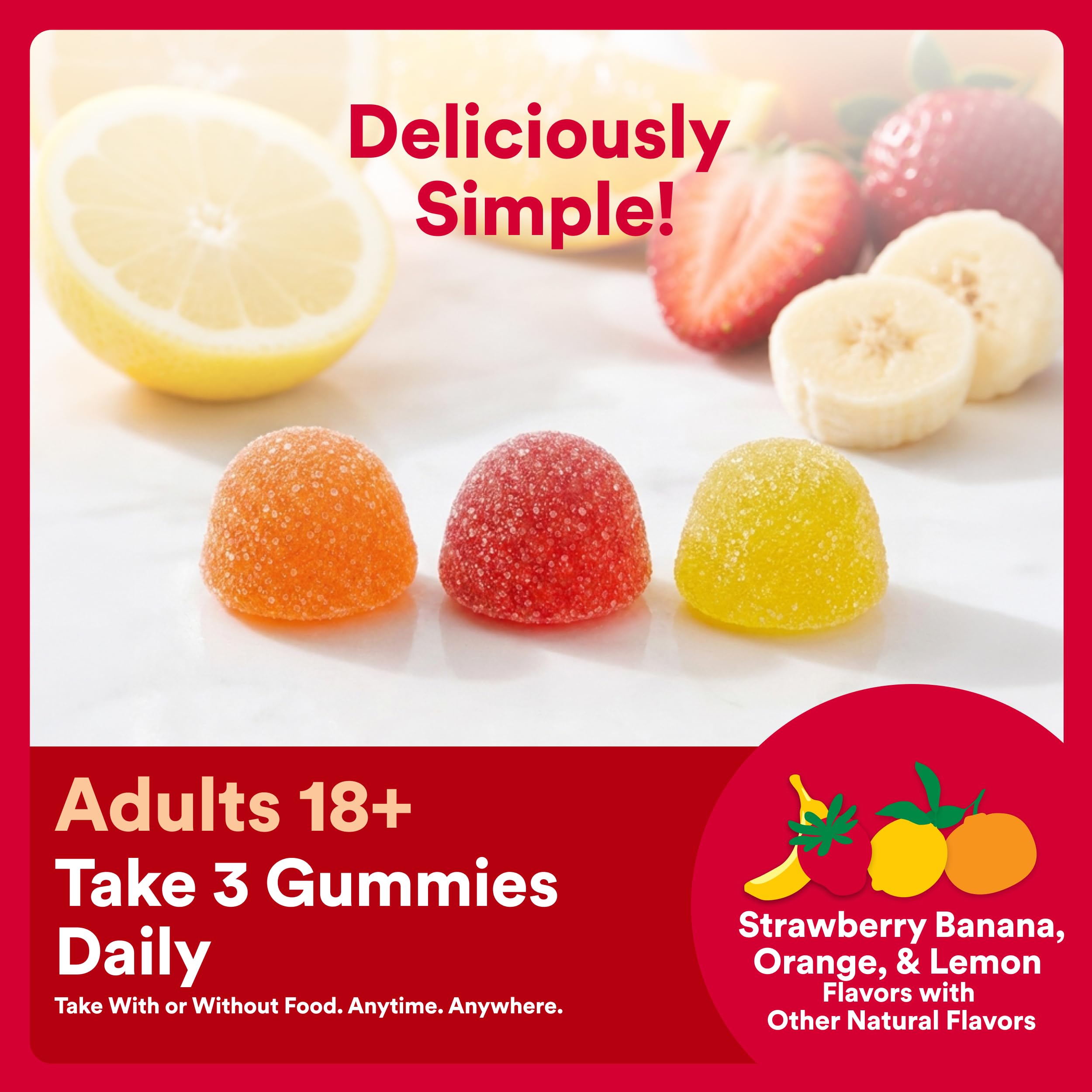 SmartyPants Plus Multi & Omegas Men and Women's Multivitamin Gummies with Omega 3 DHA/EPA, Vitamin D3, C, B12, B6, A, K, Zinc, Biotin, Clean Label, Three Fruit Flavors, 90 Count (30 Day Supply)