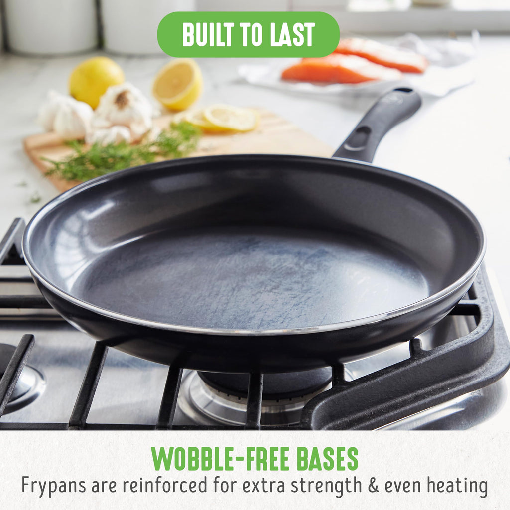GreenLife 16 Piece Ceramic Nonstick Pots & Pans Cookware Set, Black