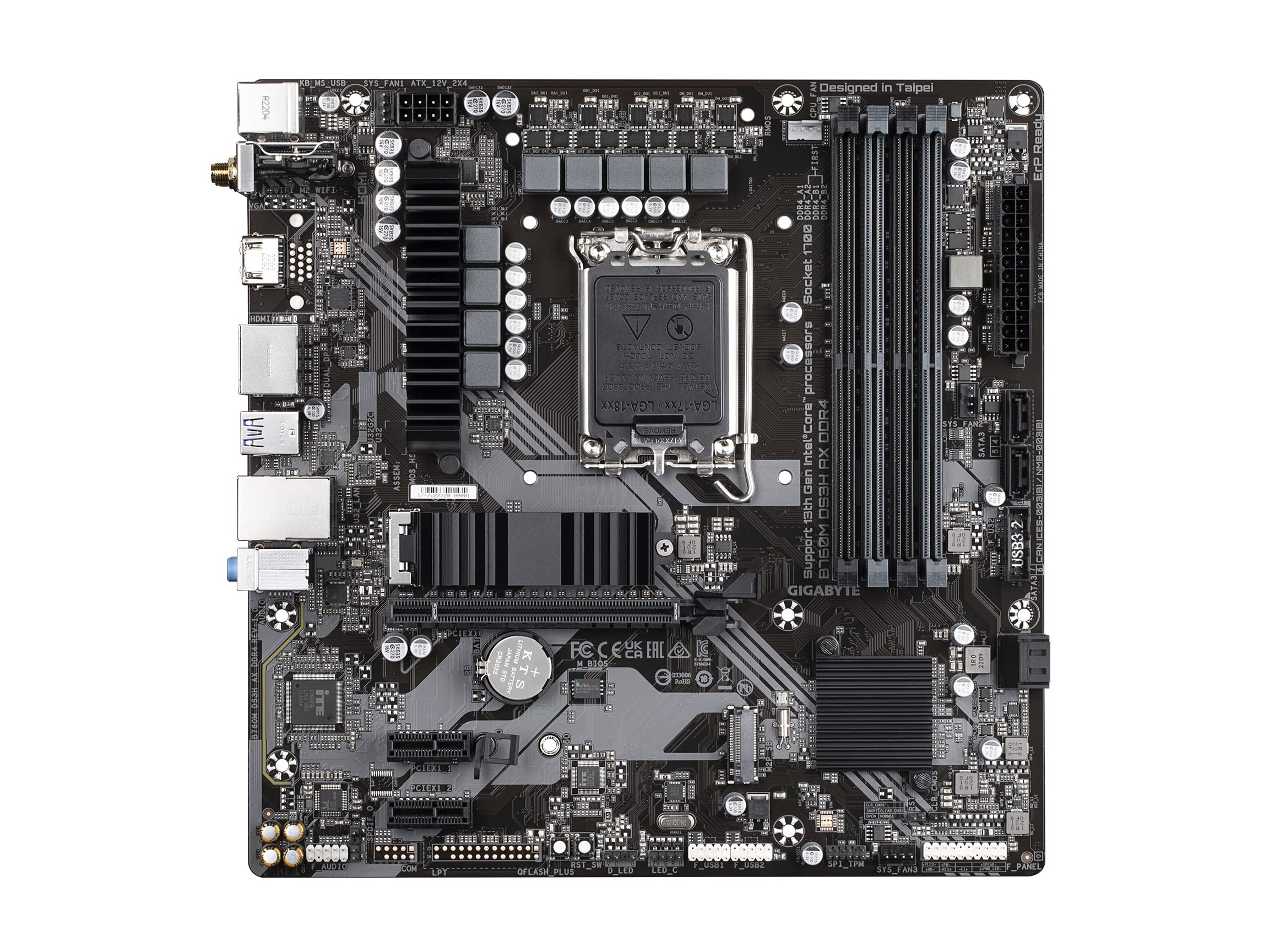 GIGABYTE B760M DS3H AX DDR4 Intel LGA 1700 mATX Motherboard, Support Intel Core 14th/13th/12th Gen, DDR4, 6+2+1 Power Phase, 2X M.2, PCIe 4.0, USB-C, WIFI6E, 2.5GbE LAN, Q-Flash Plus, PCIe EZ-Latch