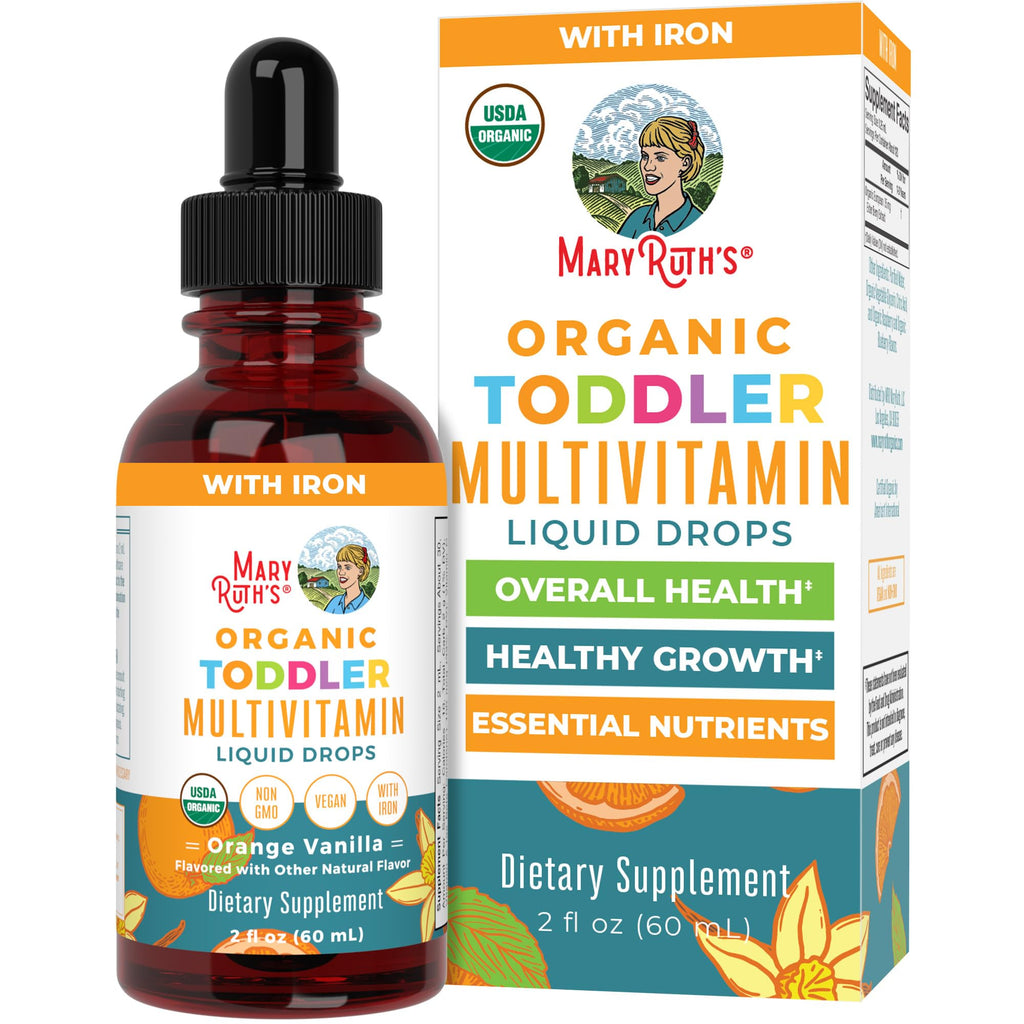 MARYRUTH'S Organic Toddler Multivitamin Drops with Iron, Vegan, 30 Servings