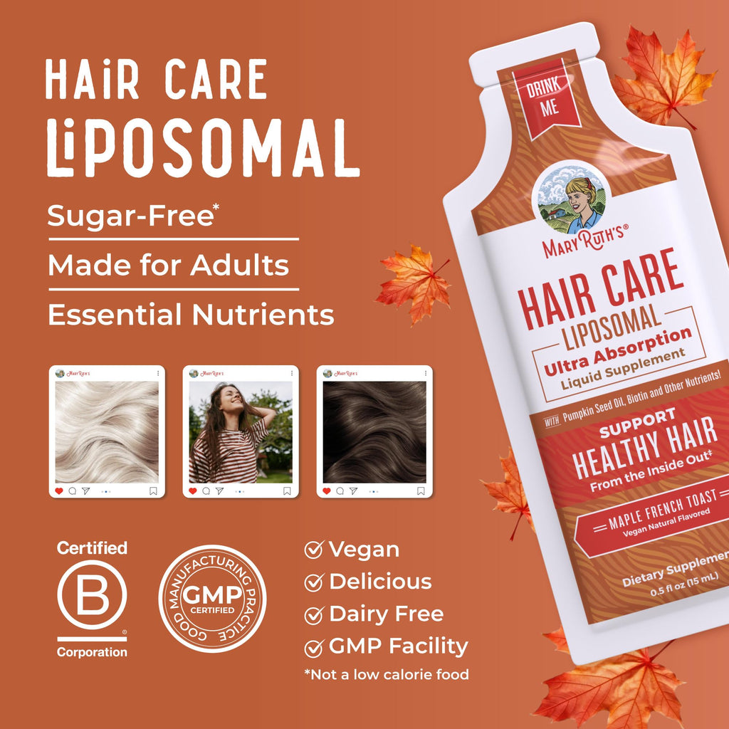 MARYRUTH'S Hair Care Liposomal, Ultra Absorption, Gluten Free, 14 Servings