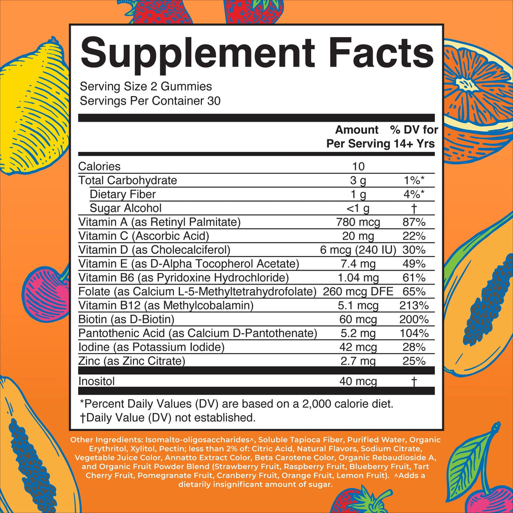 MARYRUTH'S Adult Multivitamin for Women and Men, Sugar Free, 60 Count