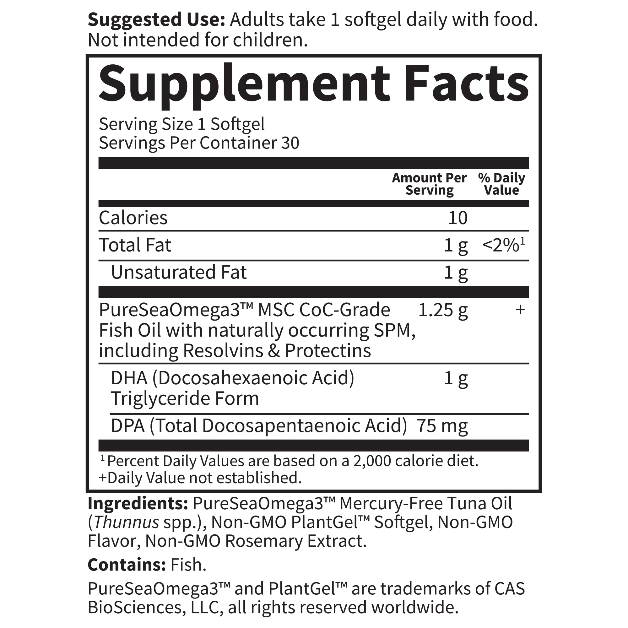 Garden of Life Dr. Formulated DHA 1,000mg Fish Oil, Once Daily Omega 3 Fish Oil Supplement with 1,000mg DHA + DPA in Triglyceride Form for Brain & Heart Health, Non-GMO, Citrus Flavored, 30 Softgels